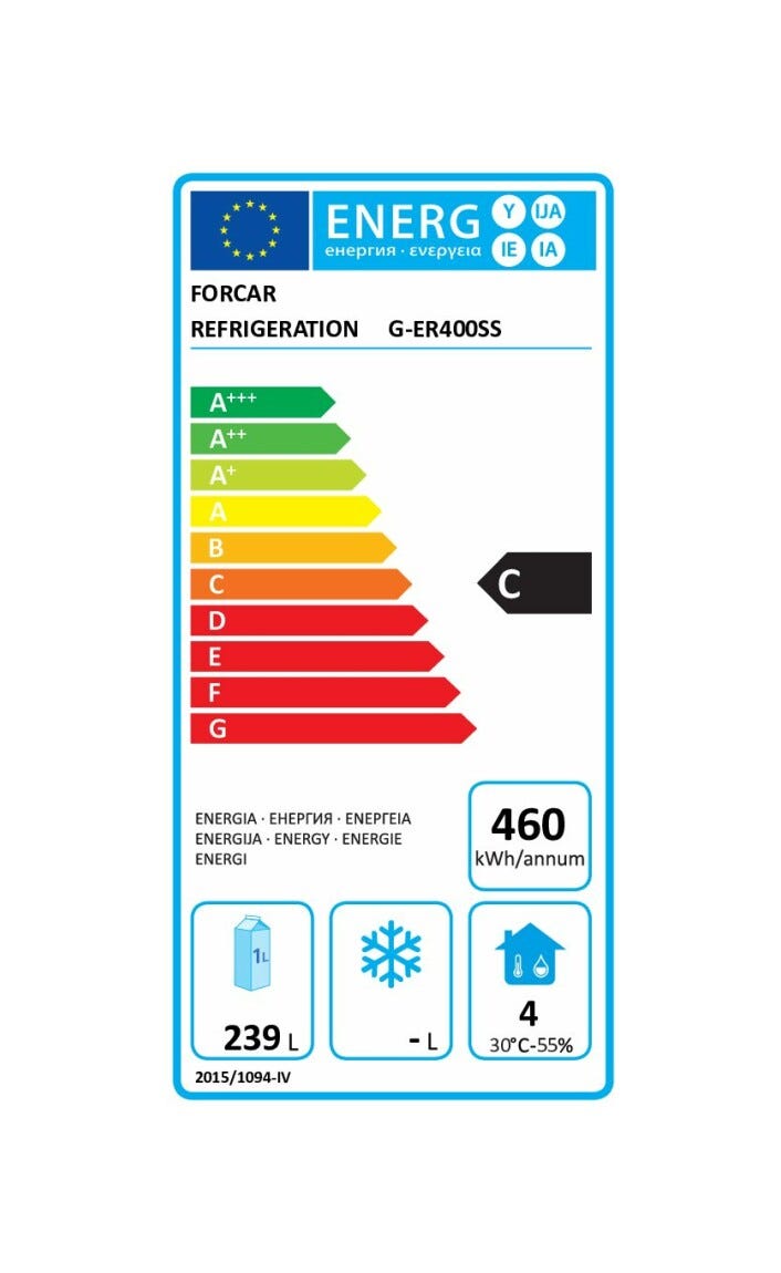 Fimar G-ER400SS Forcar Armadio refrigerato statico lt. 340 - inox