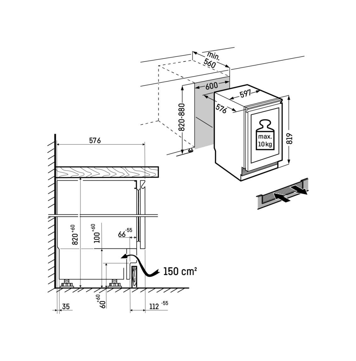 Liebherr UWgb3631 Vinidor Cantina vino da incasso sottotop cm. 60 h. 82 - 44 bottiglie