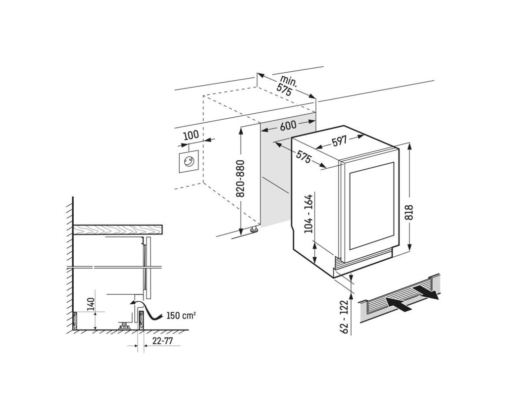 Liebherr UWgb3632 Vinidor Cantina vino da incasso sottotop cm. 60 h. 82 - 32 bottiglie
