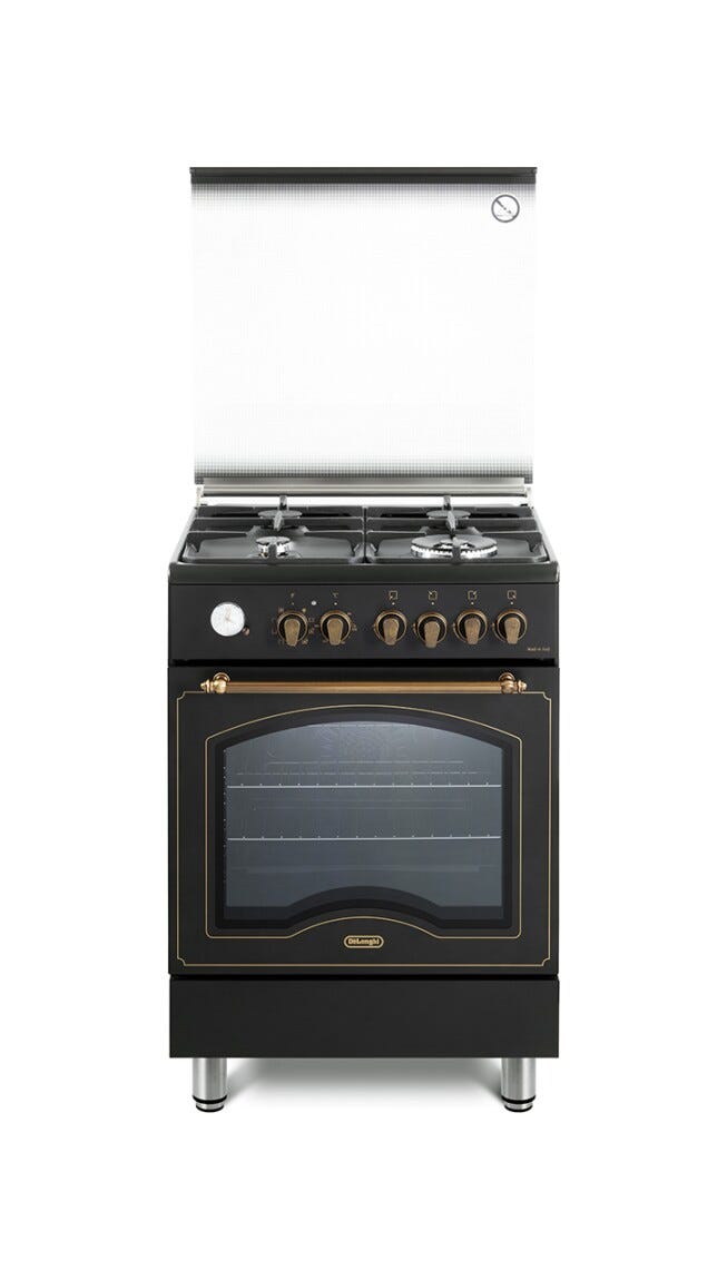 De Longhi PEMA 664 CLSG Country Cucina da accosto cm. 60 - 4 fuochi gas + 1 forno elettrico - antracite