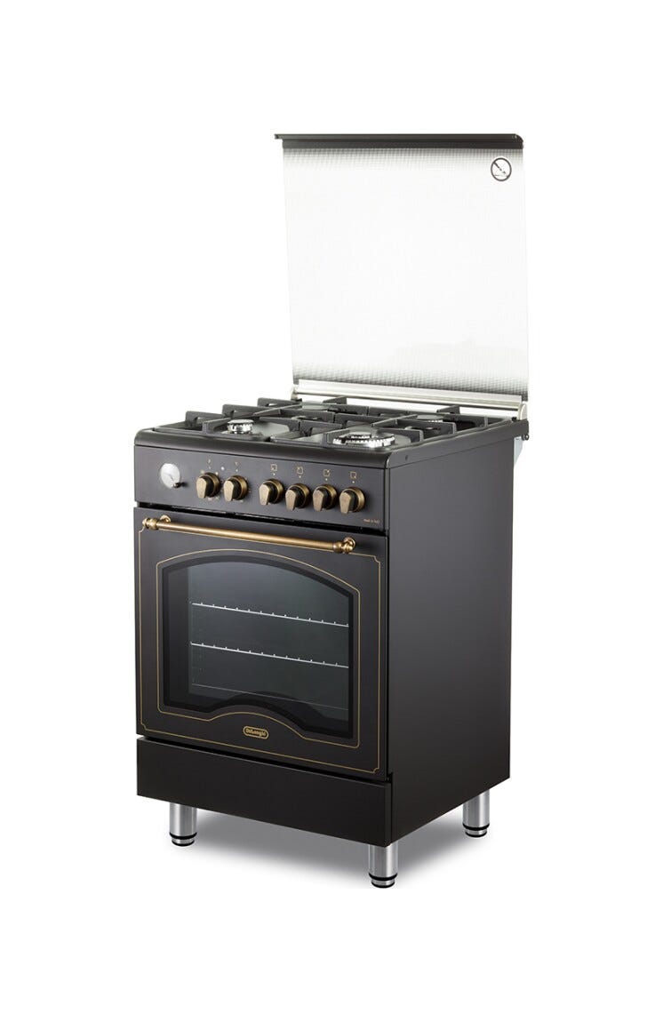 De Longhi PEMA 664 CLSG Country Cucina da accosto cm. 60 - 4 fuochi gas + 1 forno elettrico - antracite
