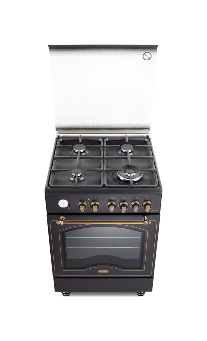 De Longhi PEMA 664 CLSG Country Cucina da accosto cm. 60 - 4 fuochi gas + 1 forno elettrico - antracite
