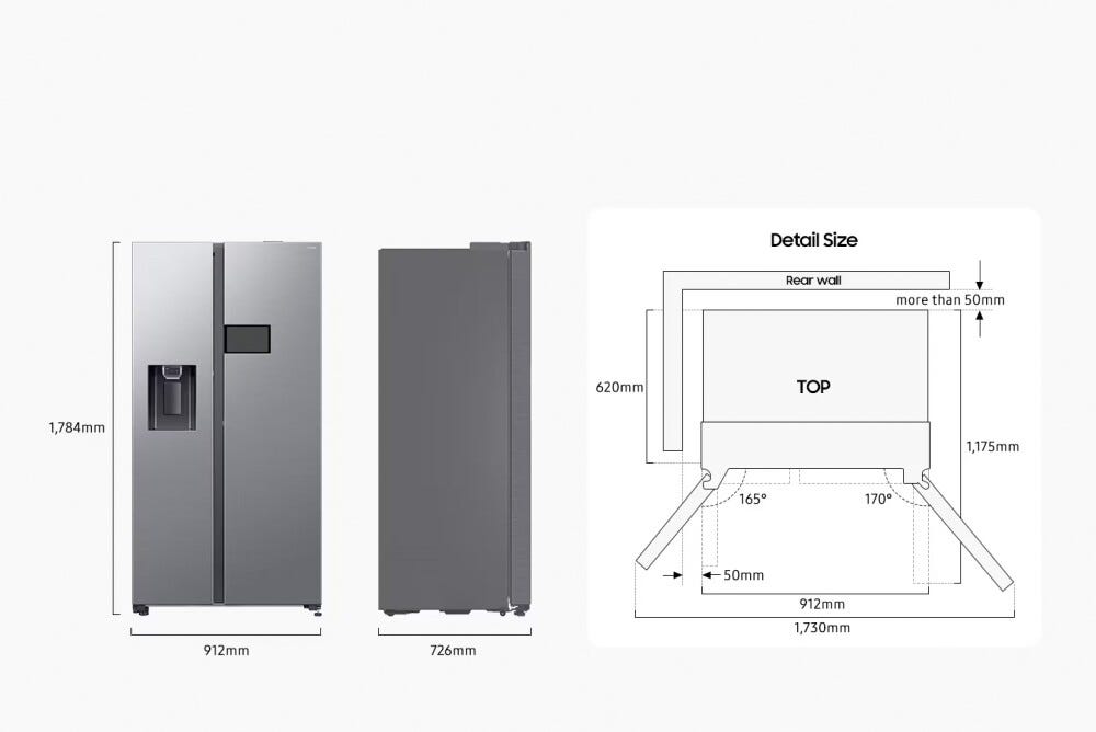 Samsung RS90F64EDFEF Ai Home Frigorifero con congelatore side by side cm. 91 h. 178 - lt. 621 - antracite