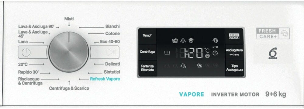 Whirlpool FFWDB 964489 BSV IT Lavasciuga cm. 60 - lavaggio 9 kg - asciugatura 6 kg - bianco