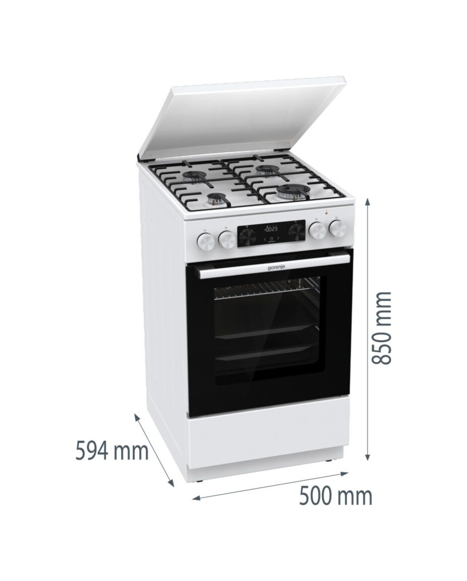 Gorenje GK5C64WH G600 Cucina da accosto cm. 50 - 4 zone a gas + 1 forno elettrico - bianco