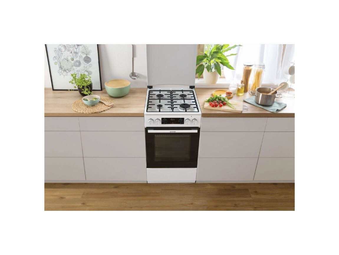 Gorenje GK5C64WH G600 Cucina da accosto cm. 50 - 4 zone a gas + 1 forno elettrico - bianco