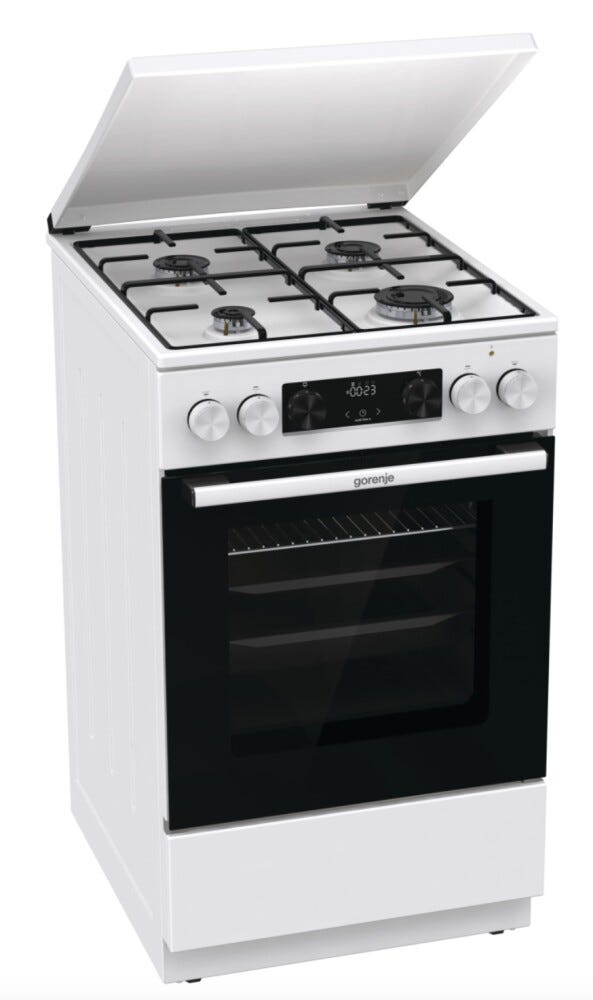Gorenje GK5C42WJ G600 Cucina da accosto cm. 50 - 4 zone a gas + 1 forno elettrico - bianco