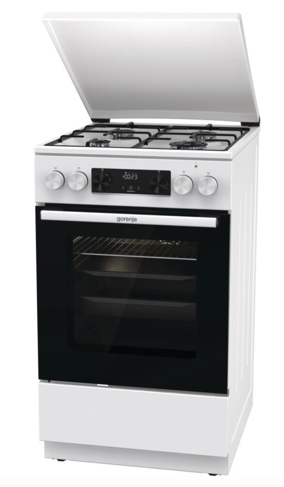 Gorenje GK5C42WJ G600 Cucina da accosto cm. 50 - 4 zone a gas + 1 forno elettrico - bianco