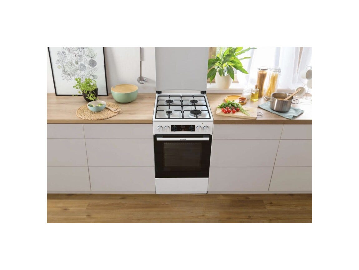 Gorenje GK5C42WJ G600 Cucina da accosto cm. 50 - 4 zone a gas + 1 forno elettrico - bianco