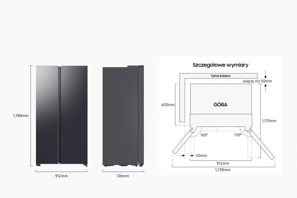 Samsung RS70F65QEFEO Frigorifero con congelatore side by side cm. 91 h. 178 - lt. 659 - grafite