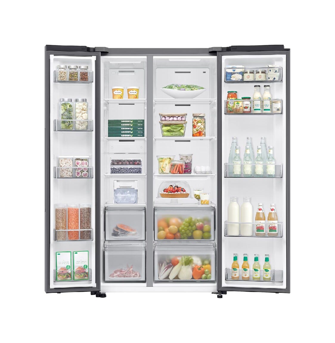 Samsung RS70F65QETEO Frigorifero con congelatore side by side cm. 91 h. 178 - lt. 659 - inox spazzolato