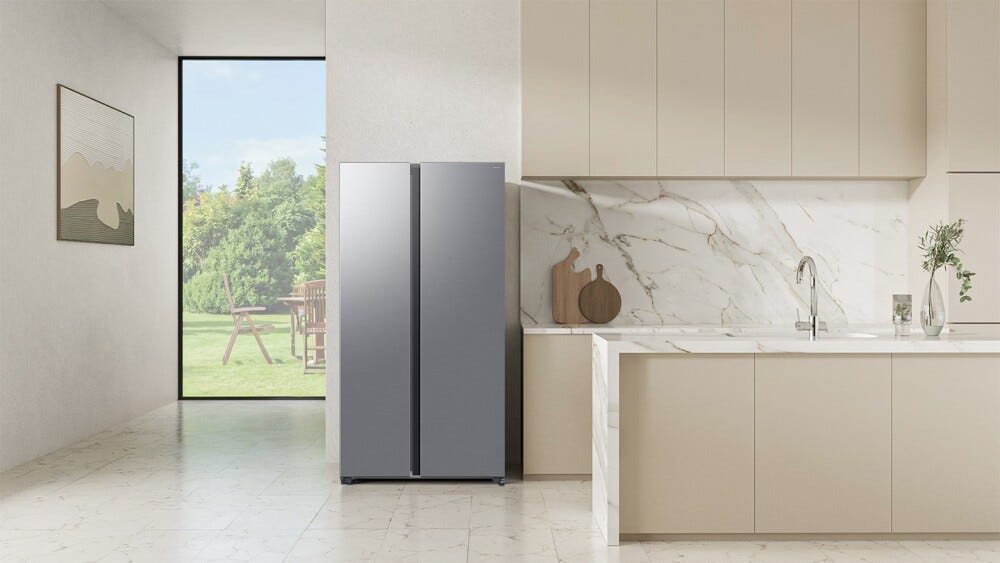 Samsung RS70F65QETEO Frigorifero con congelatore side by side cm. 91 h. 178 - lt. 659 - inox spazzolato