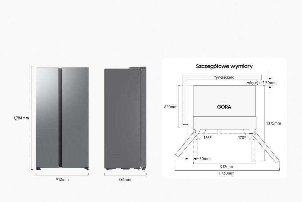 Samsung RS70F65QETEO Frigorifero con congelatore side by side cm. 91 h. 178 - lt. 659 - inox spazzolato