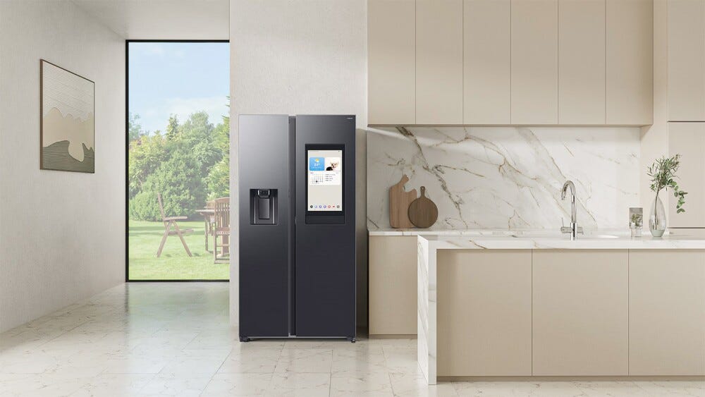 Samsung RS90F66BEFEO Family Hub AI Frigorifero con congelatore side by side cm. 91 h. 178 - lt. 614 - acciaio grafite