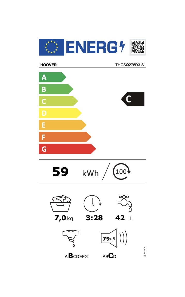 Hoover THOSQ275D3-S H-WASH 300 Lavatrice a carica dall'alto cm. 41 - capacità 7 kg - bianco