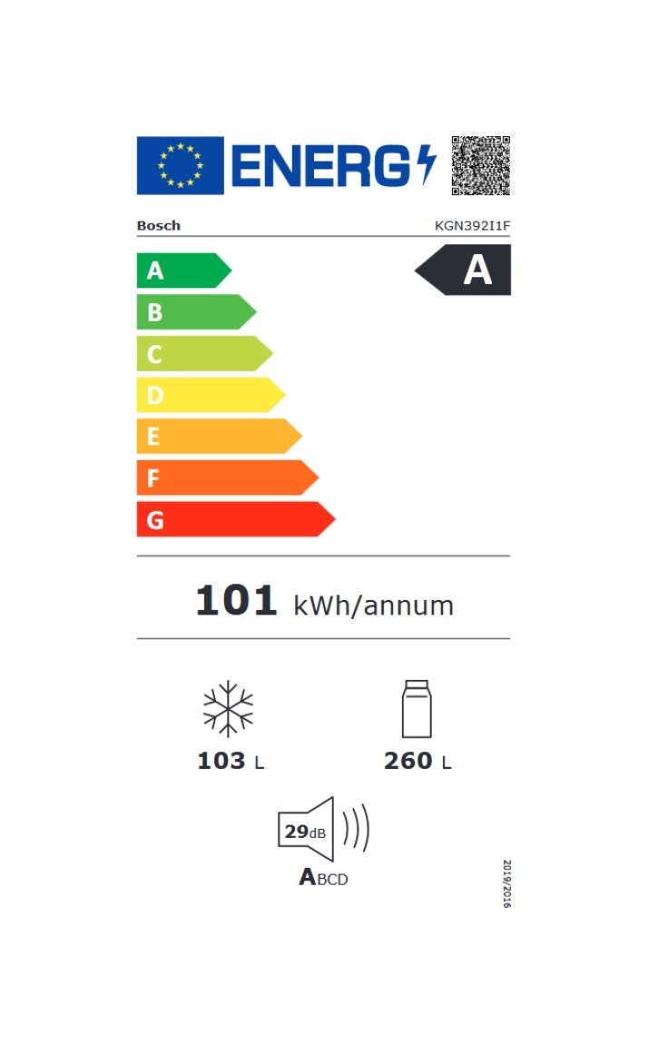 Bosch KGN392I1F 4 Frigorifero con congelatore a libera installazione cm 60 h. 203 - lt. 363 - inox spazzolato antimpronta