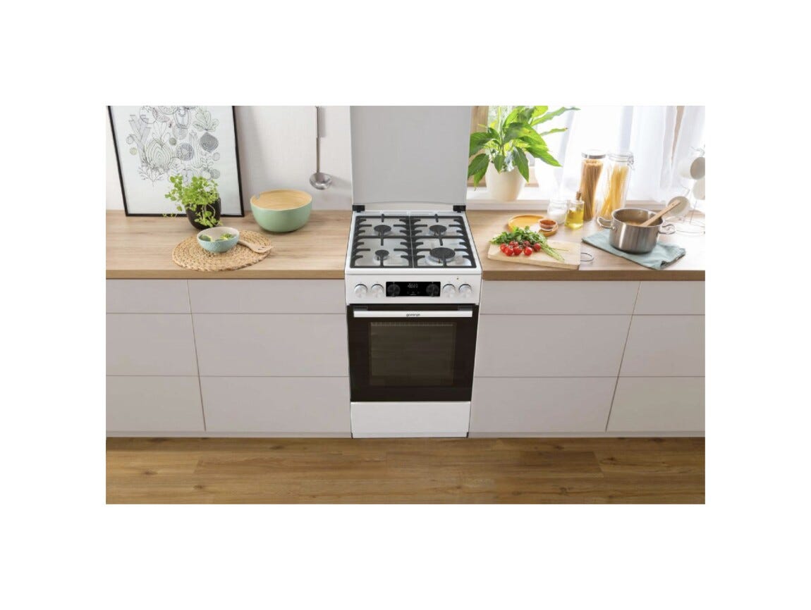 Gorenje GK5C63WF G600 Cucina da accosto cm. 50 - 4 zone a gas + 1 forno elettrico - bianco