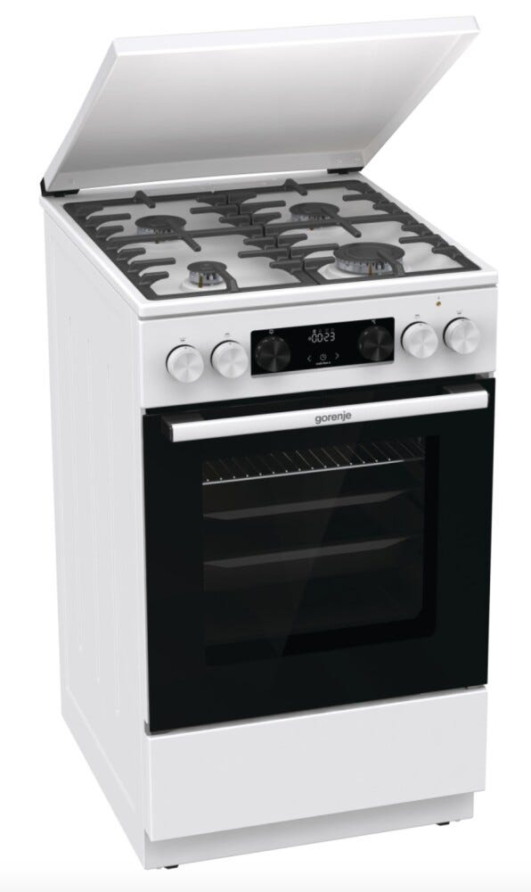 Gorenje GK5C63WF G600 Cucina da accosto cm. 50 - 4 zone a gas + 1 forno elettrico - bianco