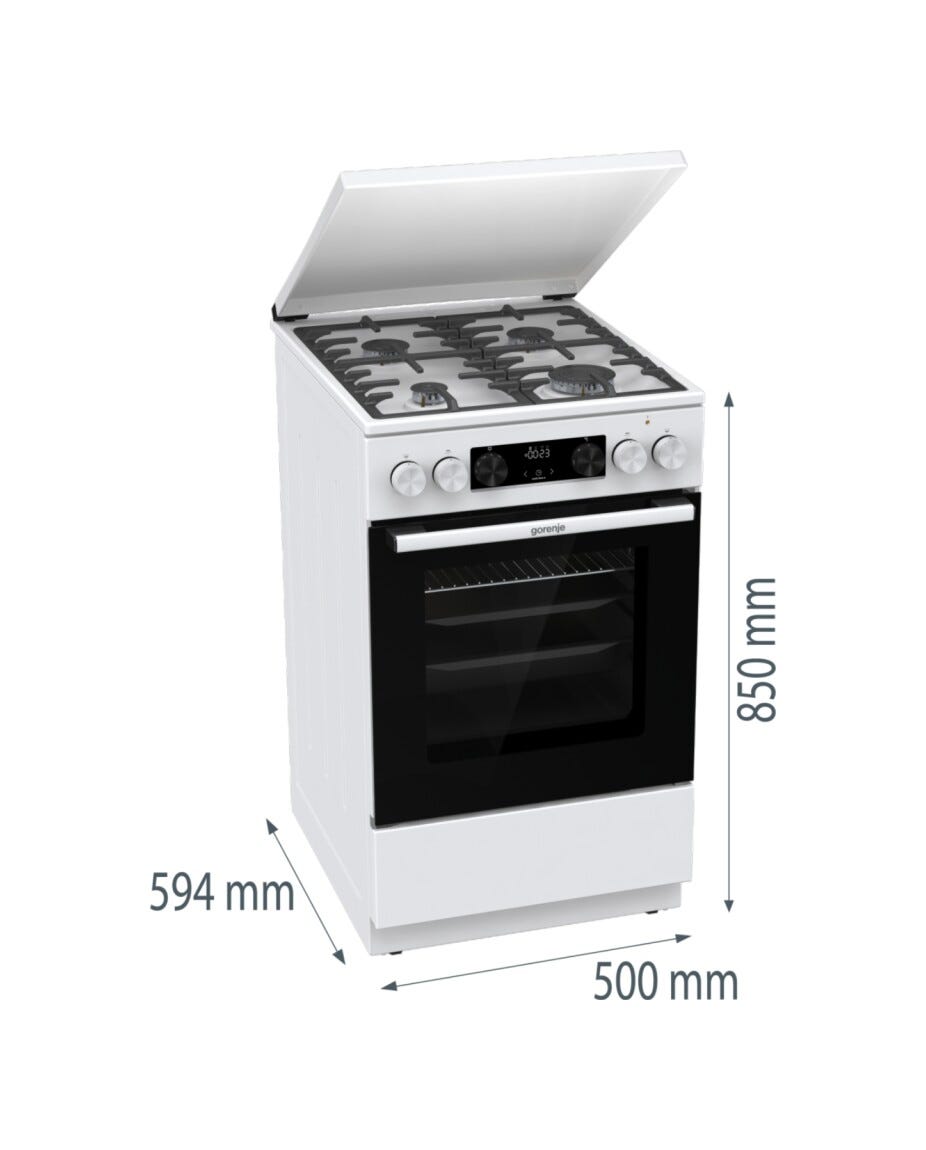 Gorenje GK5C63WF G600 Cucina da accosto cm. 50 - 4 zone a gas + 1 forno elettrico - bianco