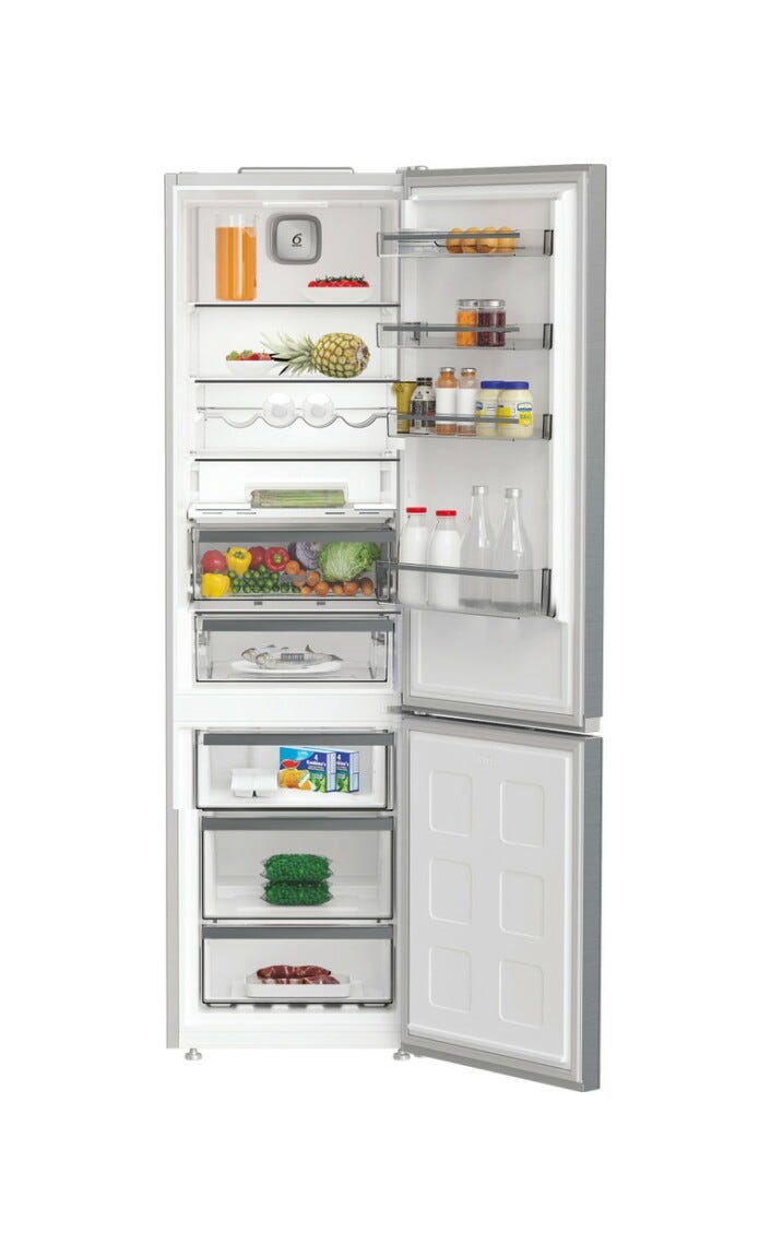 Whirlpool WHK 26403 XP6E1 Frigorifero con congelatore a libera installazione cm 60 h. 204 - lt. 355 - inox