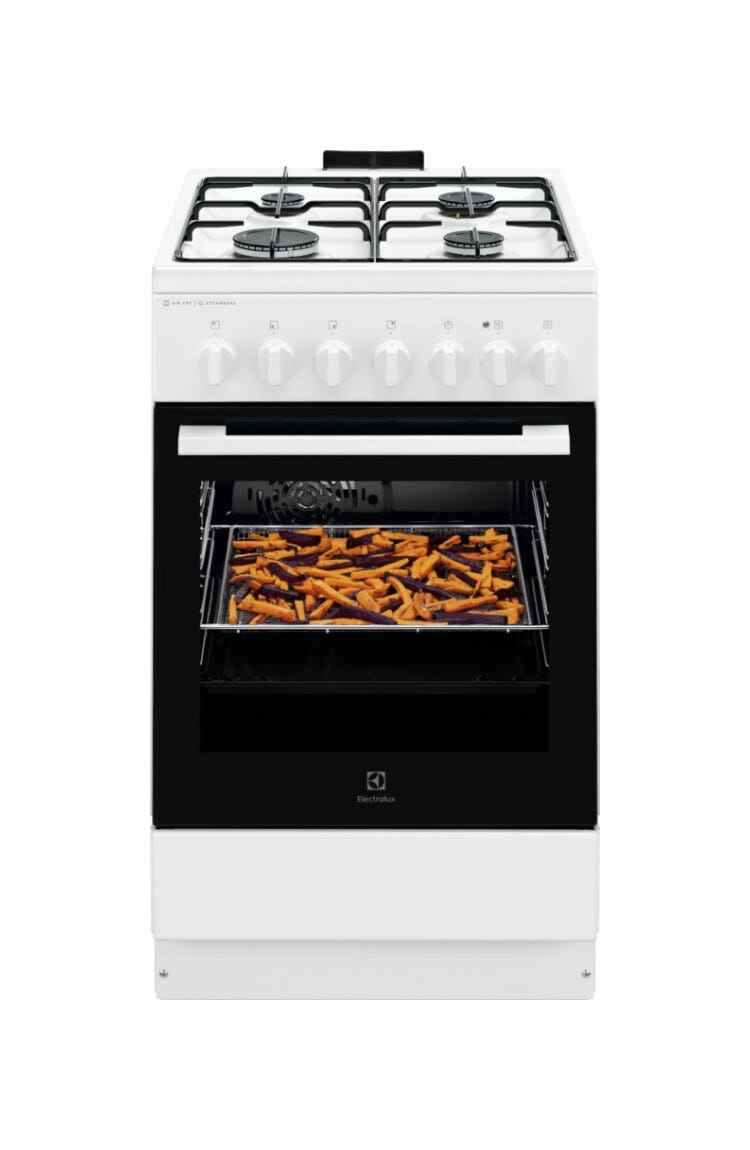 Electrolux LKK560011W Serie 600 SteamBake Cucina da accosto cm. 50 - 4 fuochi gas + 1 forno elettrico - bianco