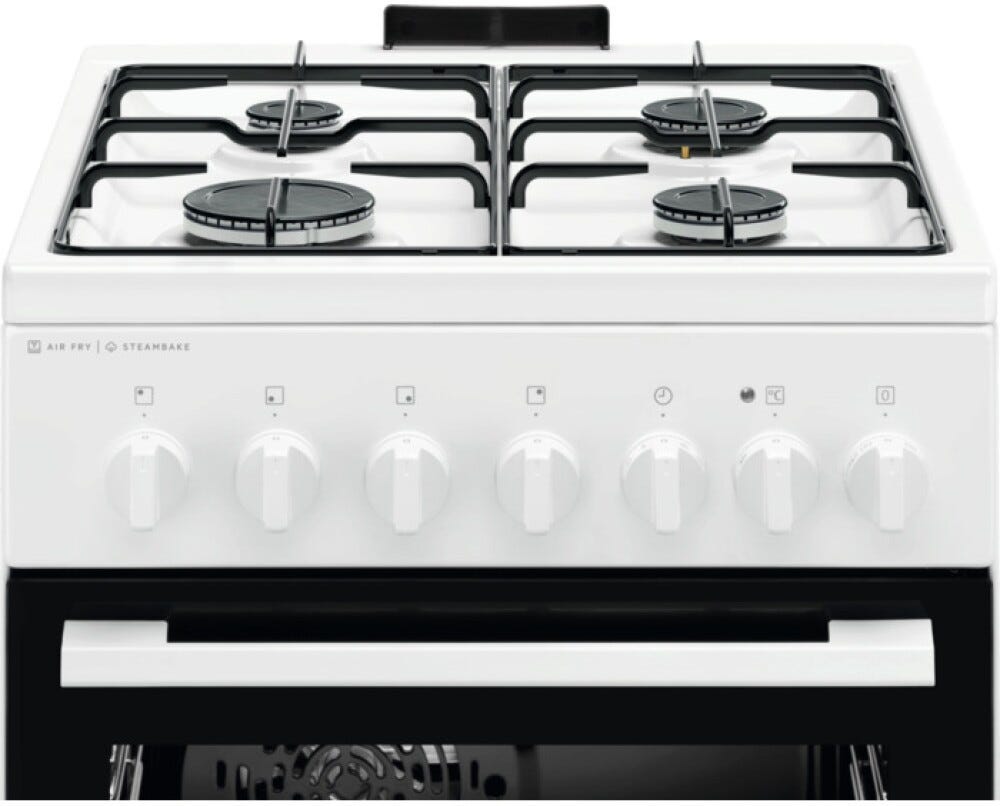 Electrolux LKK560011W Serie 600 SteamBake Cucina da accosto cm. 50 - 4 fuochi gas + 1 forno elettrico - bianco