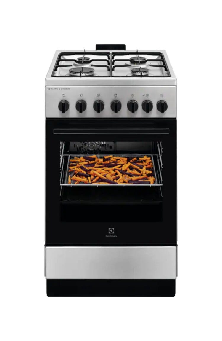 Electrolux LKK560010X Cucina da accosto cm. 50 - 4 fuochi gas + 1 forno elettrico - inox