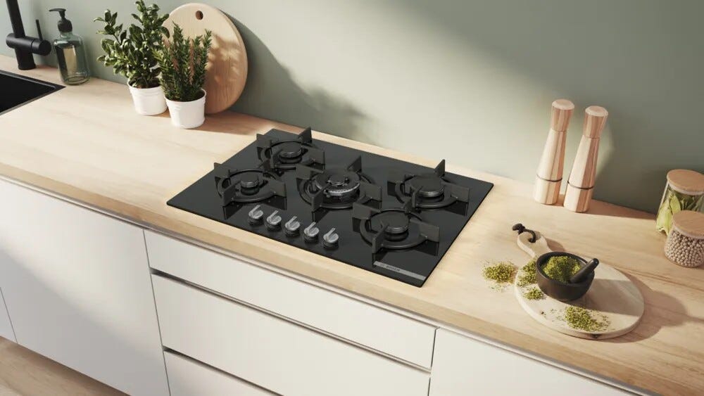 Bosch PPQ7A6I15 6 Piano cottura a gas cm. 75 - vetro nero