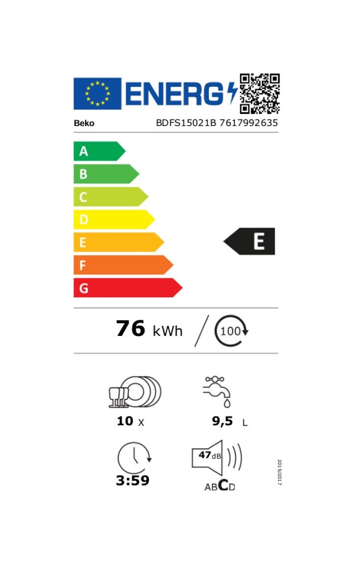 Beko BDFS15021B Lavastoviglie a libera installazione slim cm. 45 - 10 coperti - nero