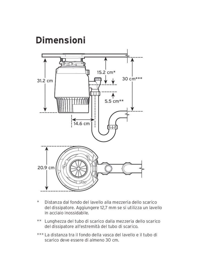 Insinkerator EVOLUTION PLUS 750 EC Dissipatore ecologico con tappo salvaposate 0,75 hp