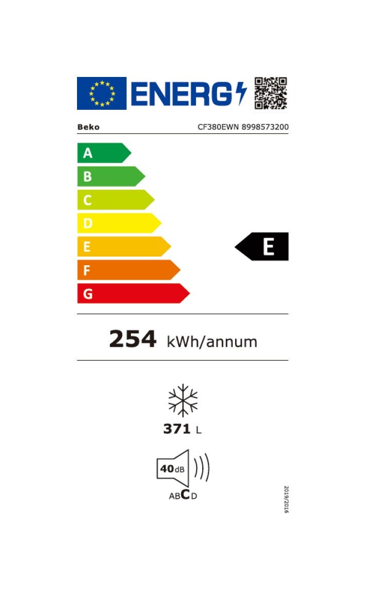 Beko CF380EWN Congelatore a pozzo a libera installazione cm. 130 h. 85 - 371 lt. - bianco