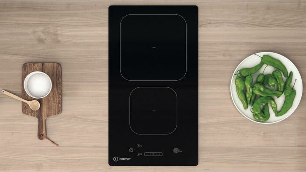 Indesit IS 19Q30 NE Piano cottura a induzione domino, 28 cm, design compatto, vetro nero