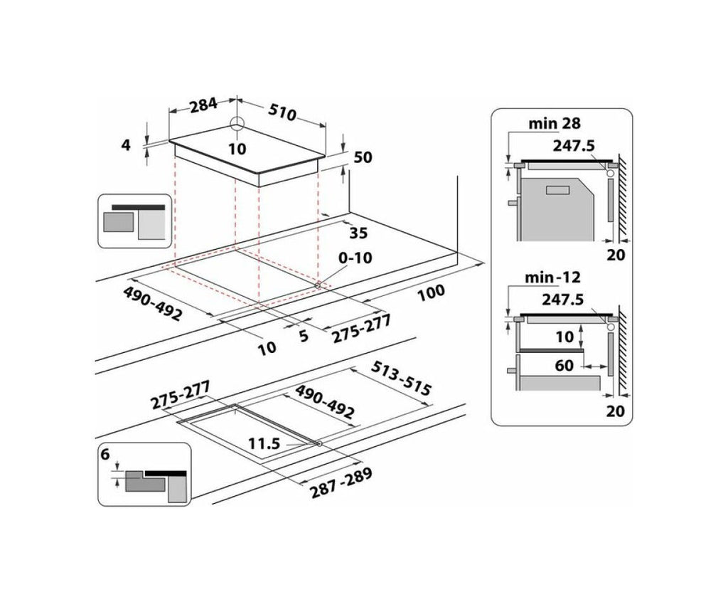 Indesit IS 19Q30 NE Piano cottura a induzione domino, 28 cm, design compatto, vetro nero