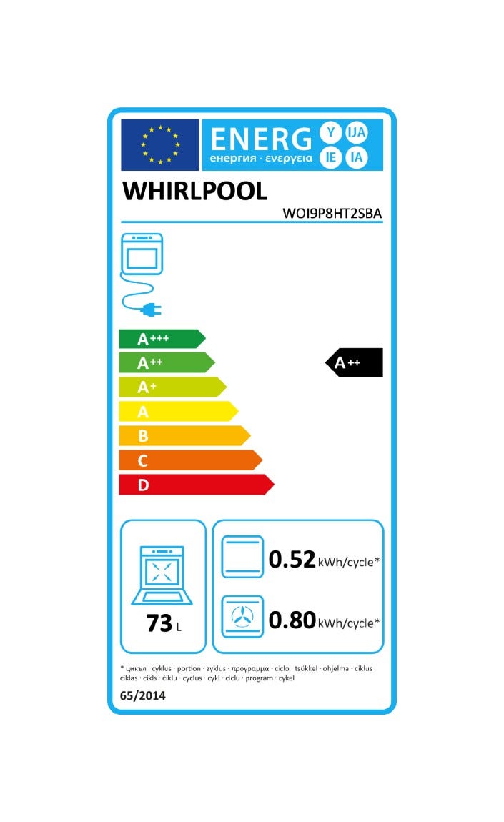 Whirlpool WOI9P8HT2SBA Forno a vapore da incasso cm. 60 - nero