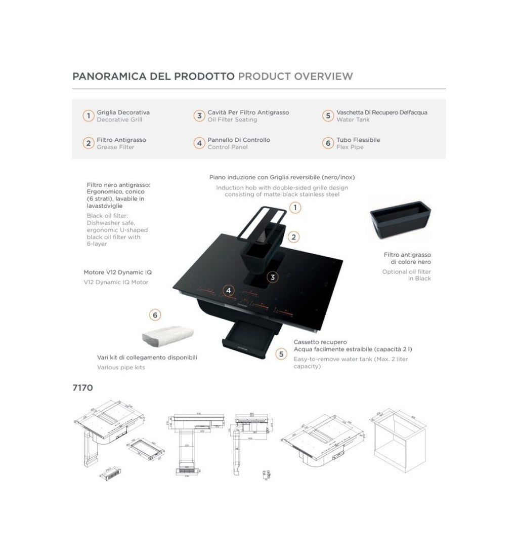 Silverline FLOW-IN-PRO MAX Piano cottura induzione con cappa integrata cm. 85 - vetroceramica nero
