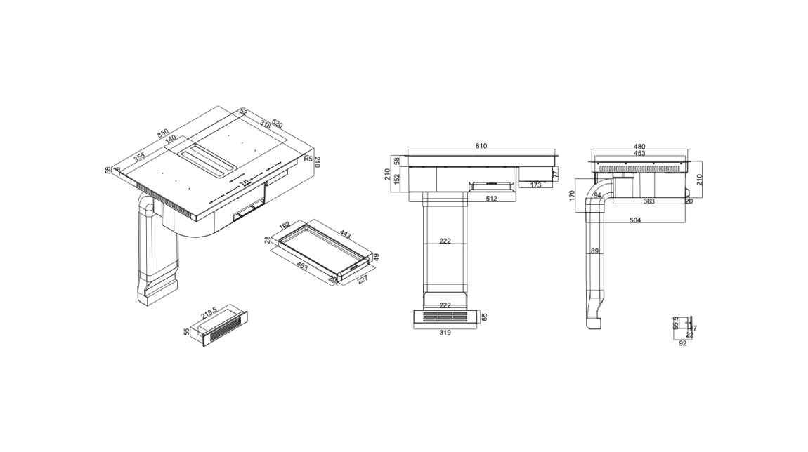 Silverline FLOW-IN-PRO MAX Piano cottura induzione con cappa integrata cm. 85 - vetroceramica nero