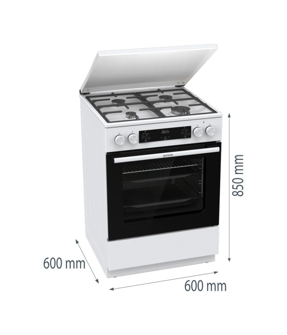 Gorenje GK6C5WF Cucina da accosto cm. 60 - 4 zone a gas + 1 forno elettrico - bianco