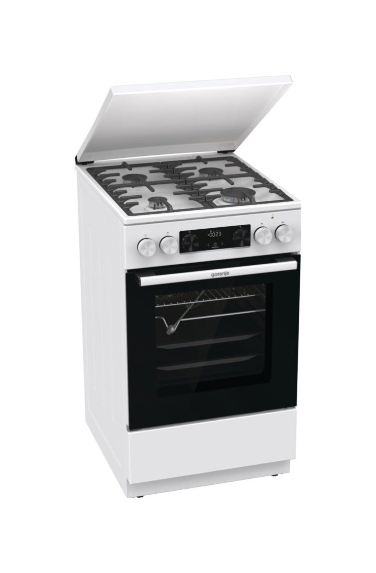 Gorenje GKS5C72WF G600 Cucina da accosto cm. 50 - 4 zone a gas + 1 forno elettrico - bianco