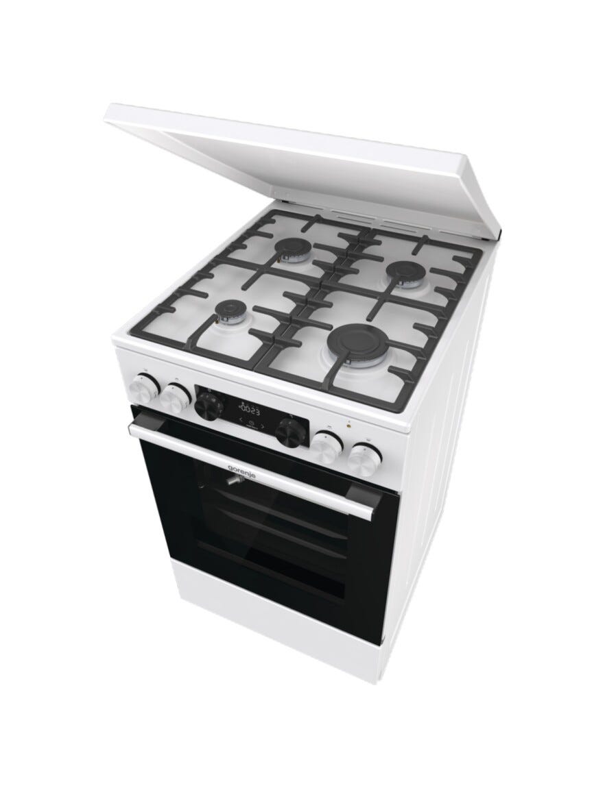 Gorenje GKS5C72WF G600 Cucina da accosto cm. 50 - 4 zone a gas + 1 forno elettrico - bianco