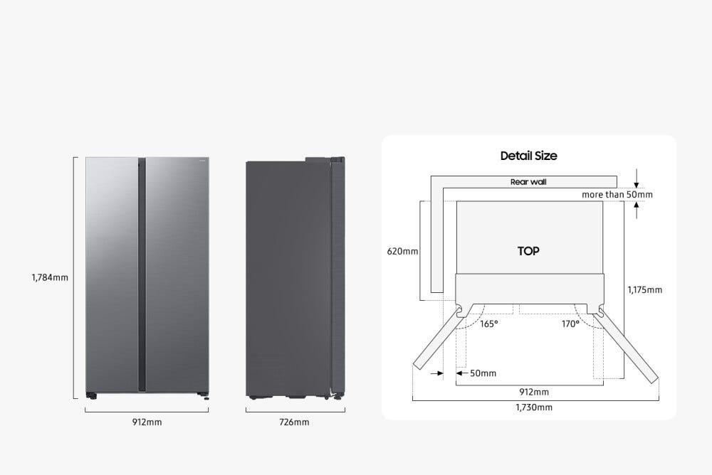 Samsung RS70F65QETEF Frigorifero con congelatore side by side cm. 91 h. 178 - lt. 659 - metal inox