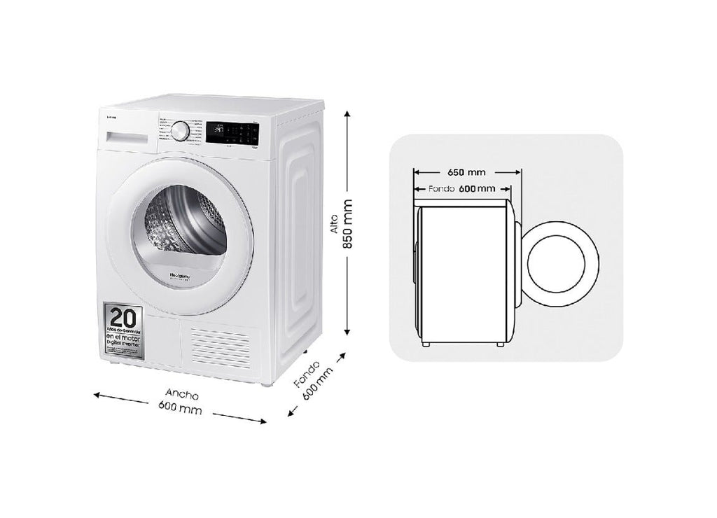 Samsung DV90DG52A0 Asciugatrice cm. 60 - capacità 9 kg - bianco