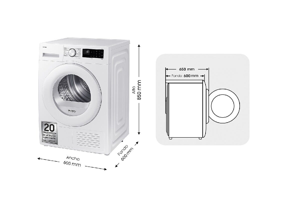 Samsung DV90DG52A0 Asciugatrice cm. 60 - capacità 9 kg - bianco