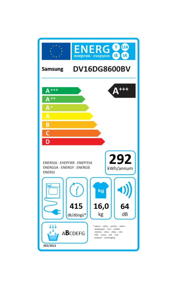 Samsung DV16DG8600BVU3 AI Control Asciugatrice cm. 60 - capacità 16 kg - nero