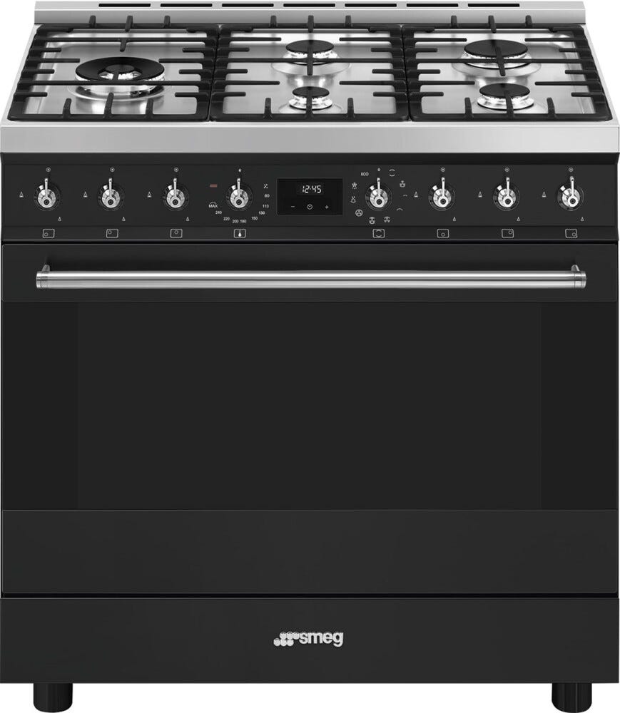 Smeg C95GMCMB2 Classica Cucina da accosto cm. 90x60 - 5 fuochi a gas + 1 forno elettrico - nero opaco