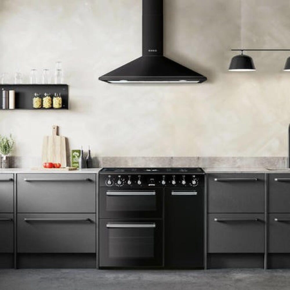 Smeg CX93GMBL Classica Cucina da accosto cm. 90x60 - 5 fuochi a gas + 3 forni elettrici - nero lucido