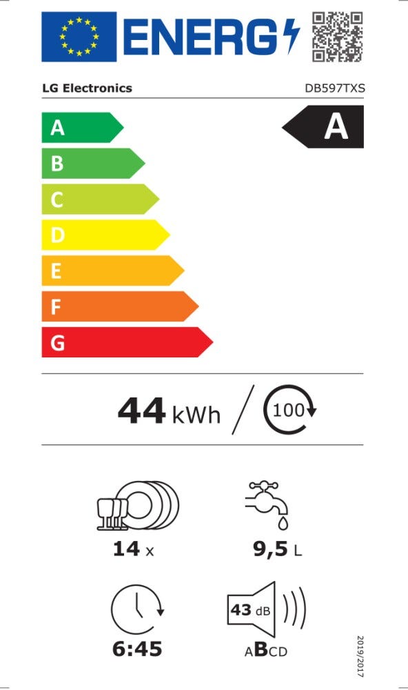 LG DB597TXS Serie 5 Quadwash Lavastoviglie integrata totale cm. 60 - 14 coperti