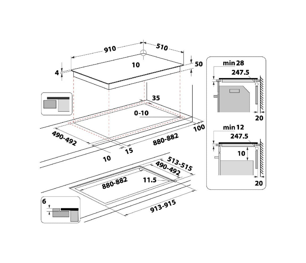 Whirlpool WEX9024DCFF2 Piano cottura induzione cm. 91 - vetroceramica nero