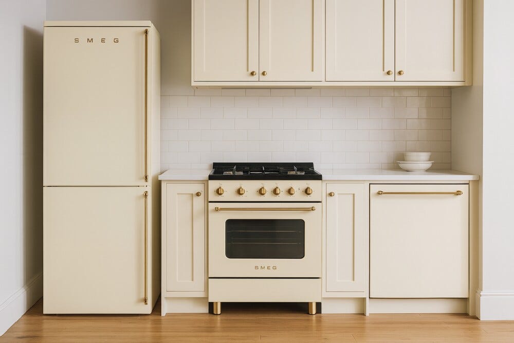 Smeg FA8005LPO6 Coloniale Frigorifero con congelatore a libera installazione cm. 71 h. 196 - lt. 481 - estetica coloniale panna - sinistro
