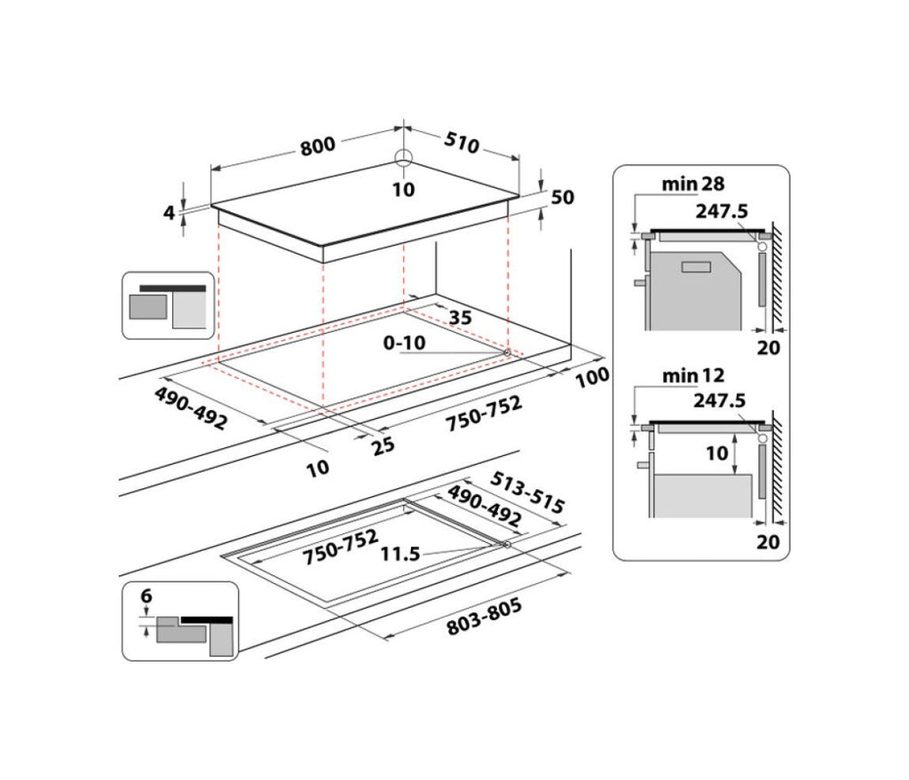 Whirlpool WTX8017DCF2 Collezione W Piano cottura a induzione cm 80 - nero