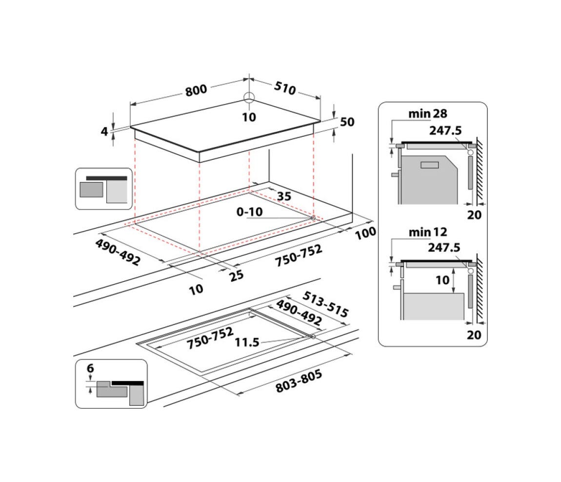Whirlpool WTX8017DCF2 Collezione W Piano cottura a induzione cm 80 - nero